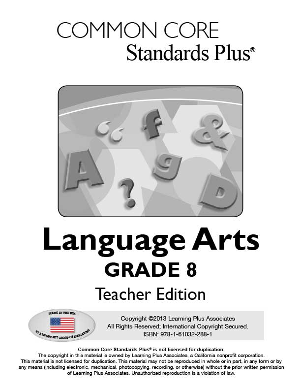 ELA Grade 8 - Standards Plus - Supplemental Curriculum