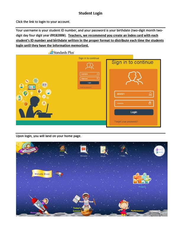 Student Login Standards Plus Supplemental Curriculum
